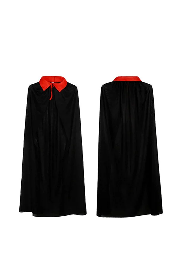 Halloween Stand Collar Death Devil Cloak Unisex Adult's Costume Black-elleschic