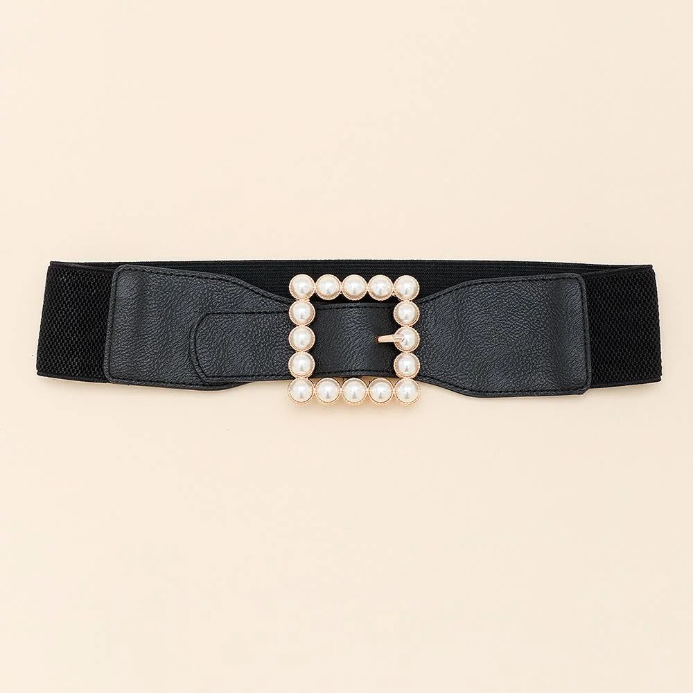 New Pearl Buckle Black Retro Waist Cover Fashionable Decorative Suit Belt