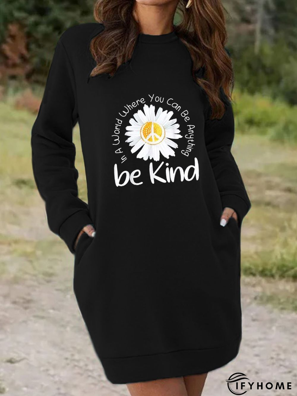 Casual Floral Long Sleeve Knitting Dress | IFYHOME