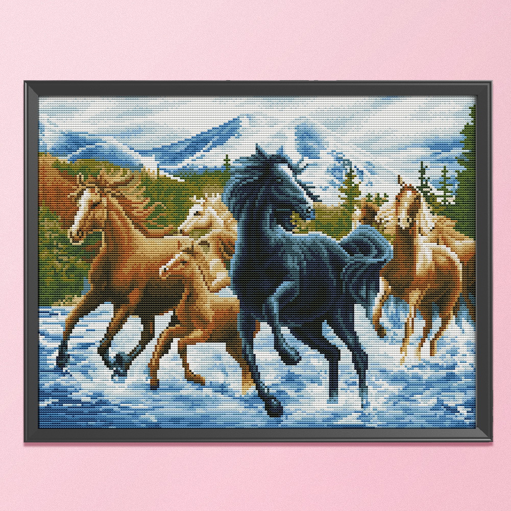 Horse-11CT Stamped Cross Stitch Kit(50*40cm)