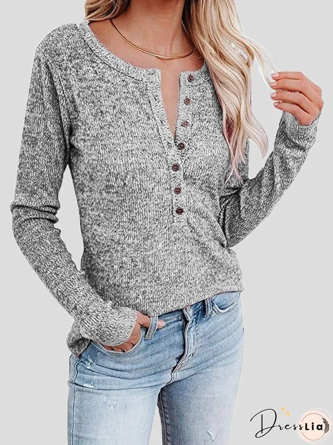 V-Neck Henley Top