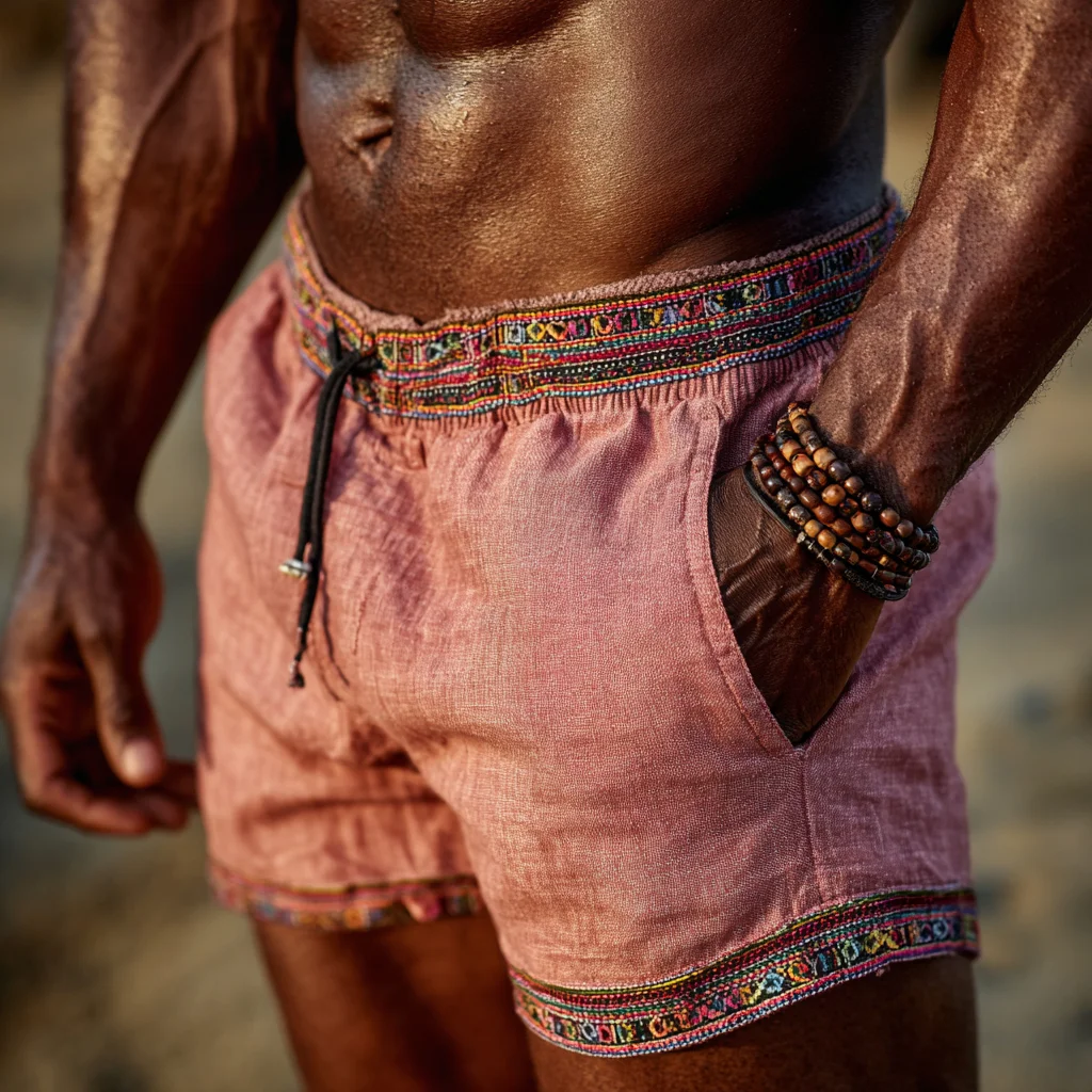 Men's Ethnic-Style Linen Shorts-INSPIREUSE