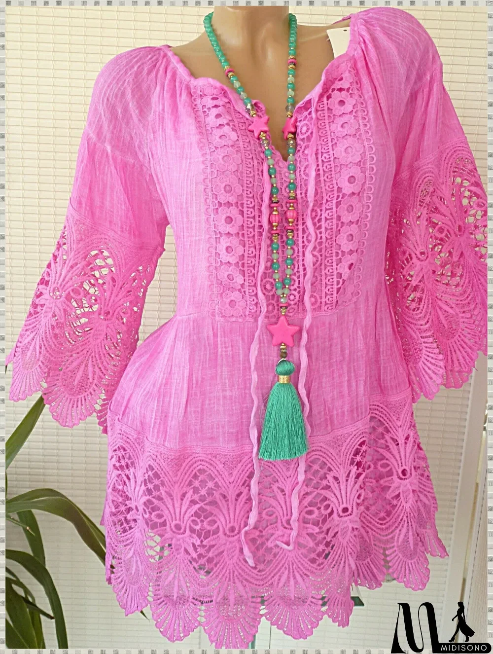 MidiSono - Women's Solid Color Short Sleeve V-neck Tops