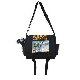 Casual Large Capacity Canvas Bag Graffiti Unisex Shoulder Bags Black White Student Girl Shoulder Bag