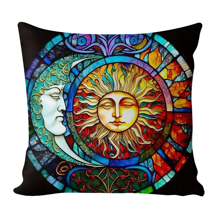 Pillow-Sun And Moon Chart 11CT Stamped Cross Stitch 45*45CM(17.72*17.72In)
