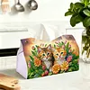 Twin Kittens Bloom DIY PULeather Diamond Painting Tissue Box for Adults Beginners Large Size Diamond Art Paper Storage Holder for Living Room Bathroom Table Decor