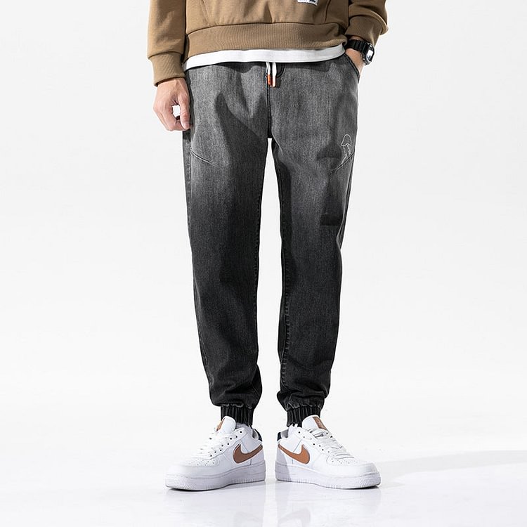 Men's Autumn Retro Large Size Sports Jeans Men's Loose Casual Trousers Men Jeans