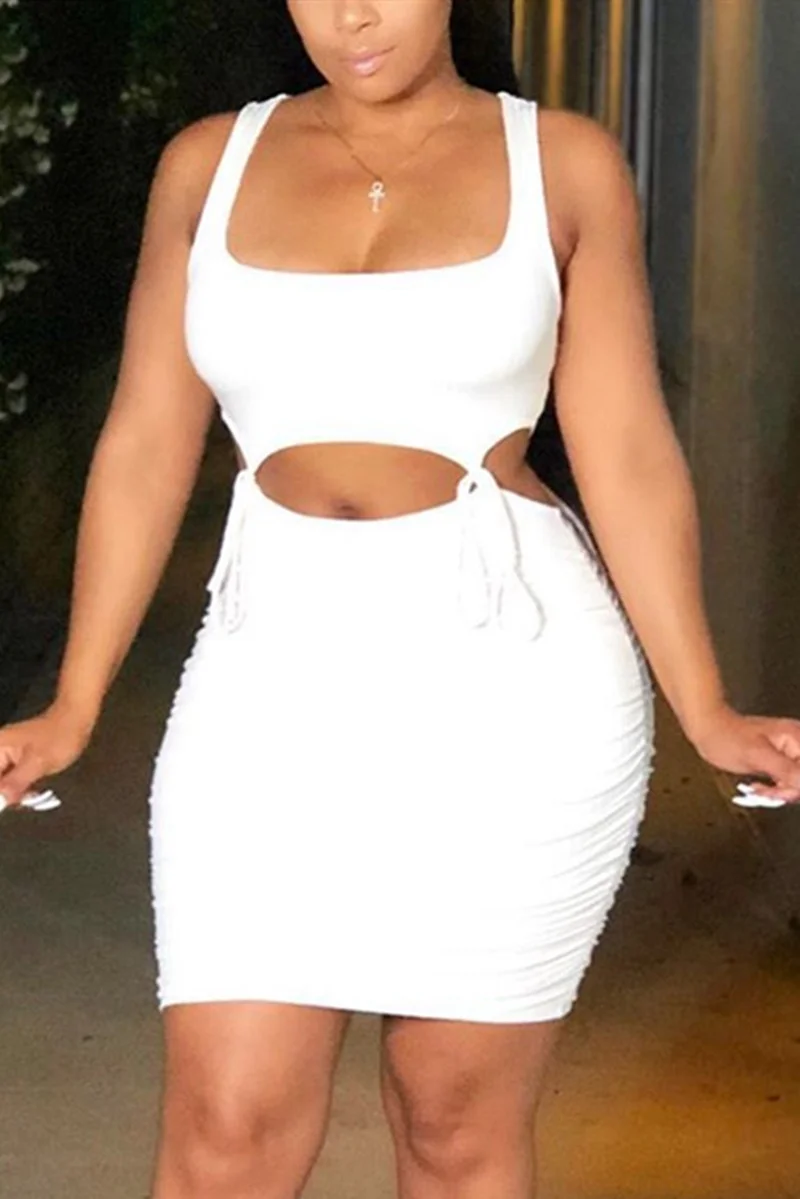 White Sexy Fashion Tight Sleeveless Skirt Set