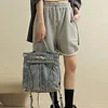 Retro Denim Light Luxury Handmade High-end Large-capacity Backpack / Handbag