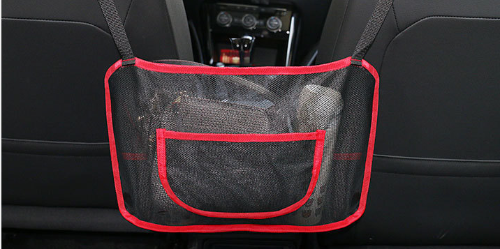 Car storage mesh bag between two seats