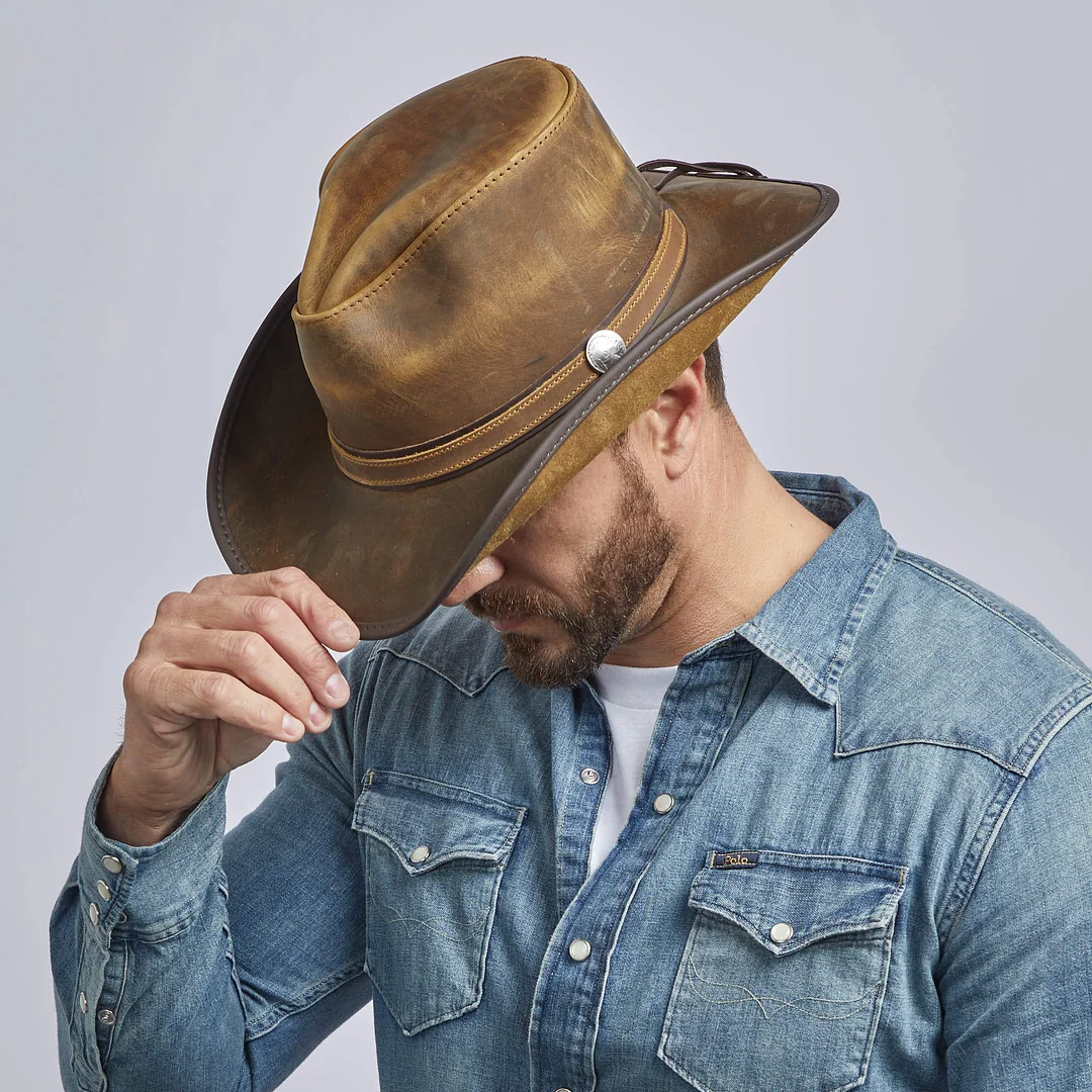 Cyclone - Mens Leather Cowboy Hat - Leather Hat Band