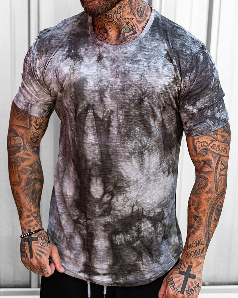 Distressed Printed Crew Neck Top T-shirt