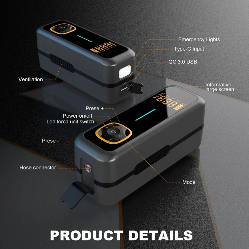 Cordless Air Compressor 12V Wireless 5000mAh Car Tire Pump