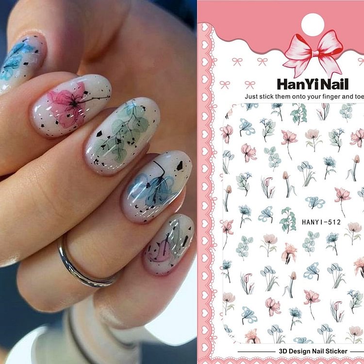 Holographic Fall Nail Foils Stickers Flower Leaf Maple Plants Self Adhesive Transfer Decals Sliders 3D Charms Nail Art Decor