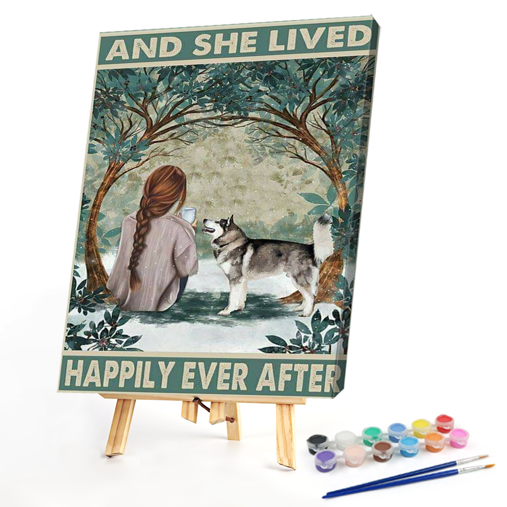 

40*50CM - Paint By Numbers - Girl Dog, 501 Original