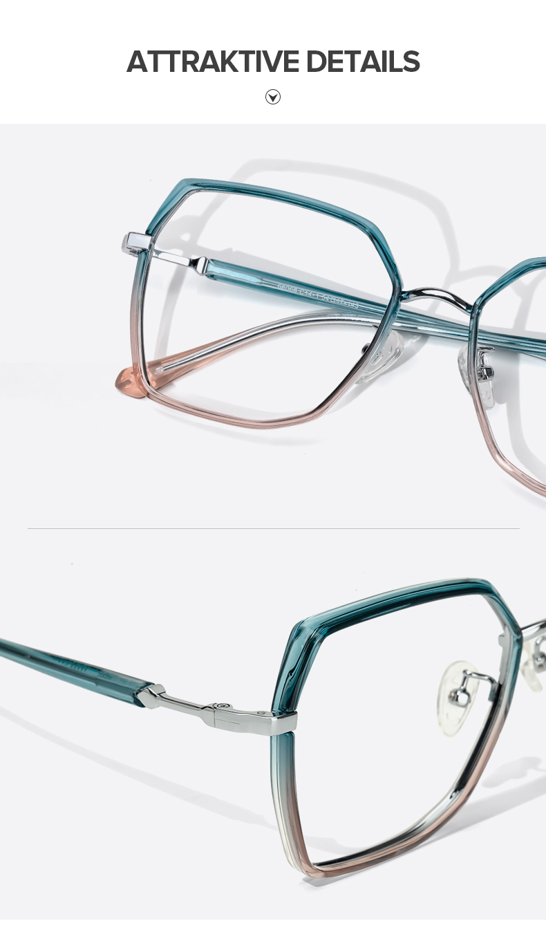 Burt Blau-Rosa Rechteckig Brille