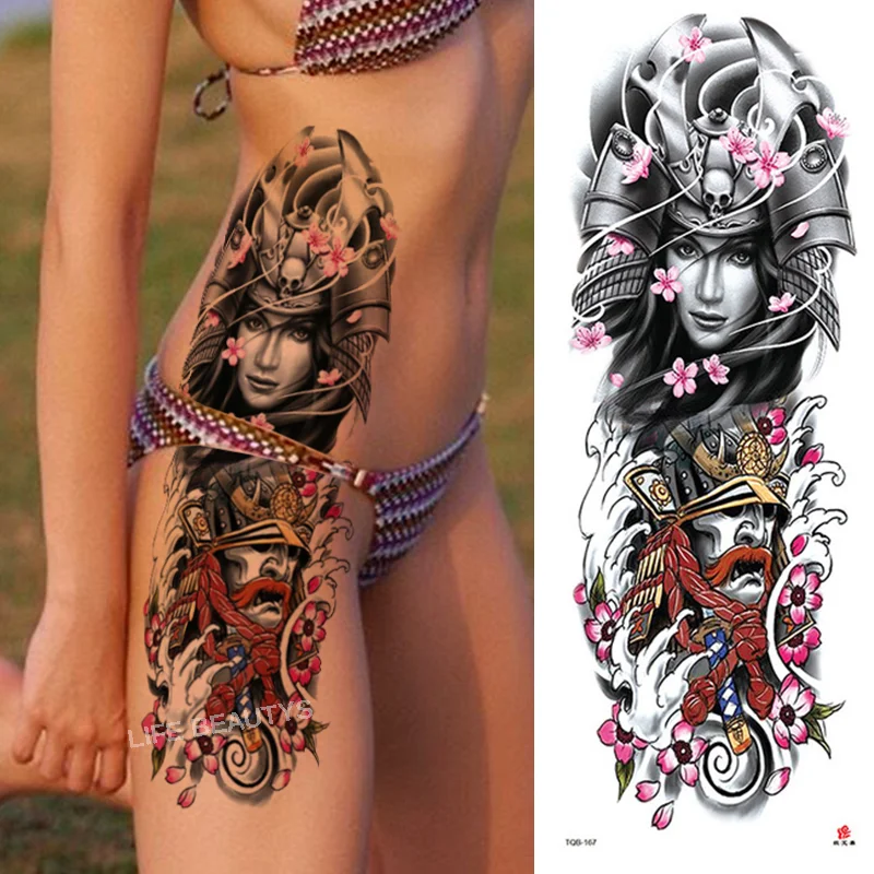 Sdrawing Arm Sleeve Tattoo Lion Crown King Rose Waterproof Temporary Sticker Wild Wolf Tiger Men Full Skull Totem Tatoo