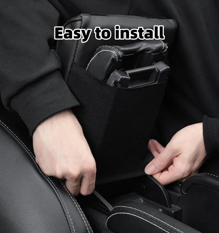 Car leather flannel raised armrest box mat (Special Car LOGO) (Widened Version)