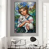 (50*70cm)Girl Holding Sheep - Round AB Drill Diamond Painting