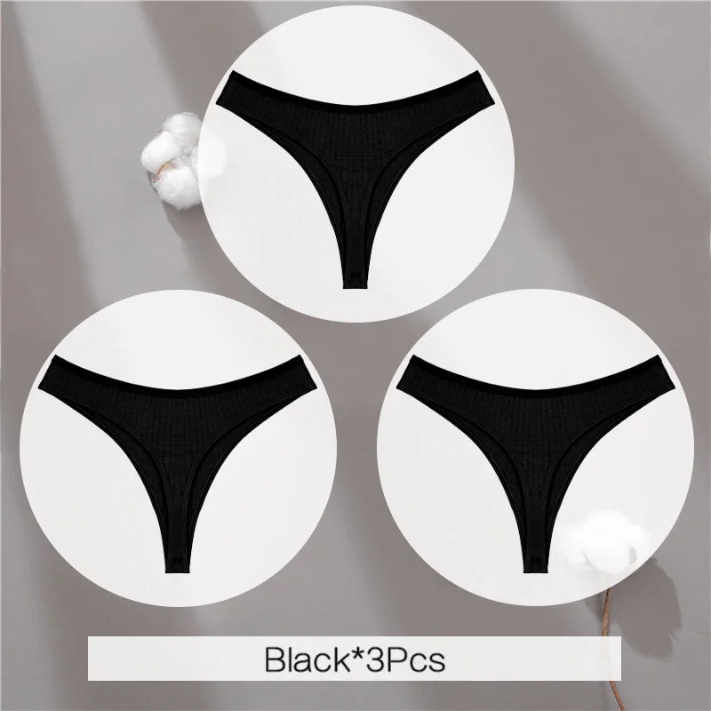 FINETOO Cotton Thongs Women 3Pcs/set Soft T-back Underpants S-XL Ladies G-string Underwear Low Waist Cotton Panty Lingerie New