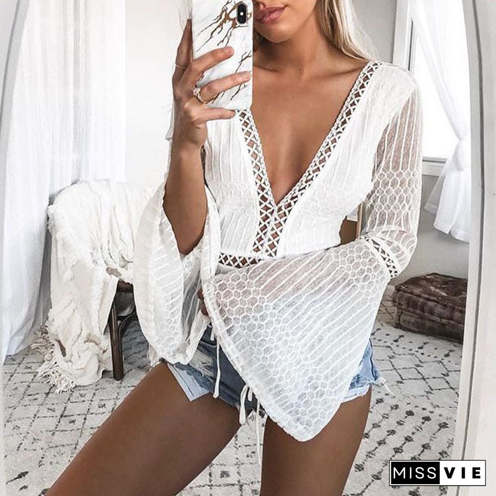 Puff Sleeve Plunge Lace Bodysuit Going Out Body Suits High Waisted