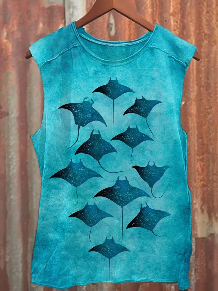 Comstylish Men's Manta Rays Art Print Tank Top