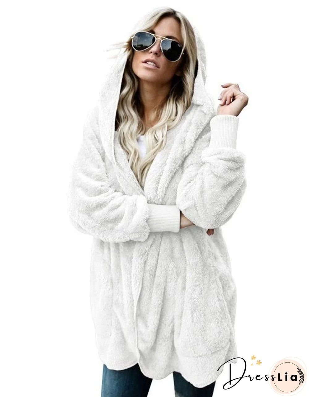 Autumn And Winter Hoodies Women Wool Warm Cotton Coat Sweatshirt Mid-length Double-sided Anti-fur Coat