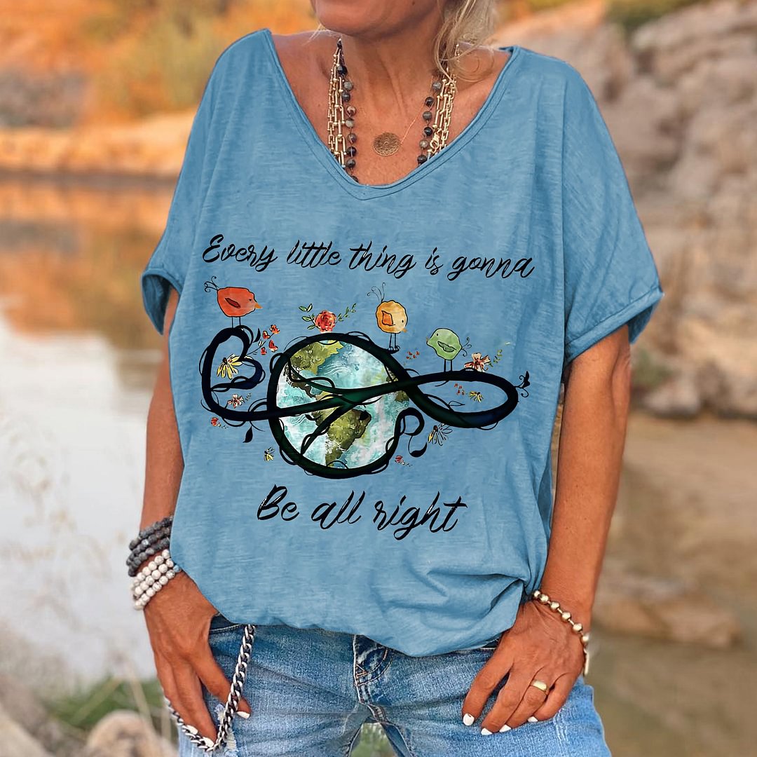 Every Little Thing Is Gonna Be All Right Printed Hippie T-shirt