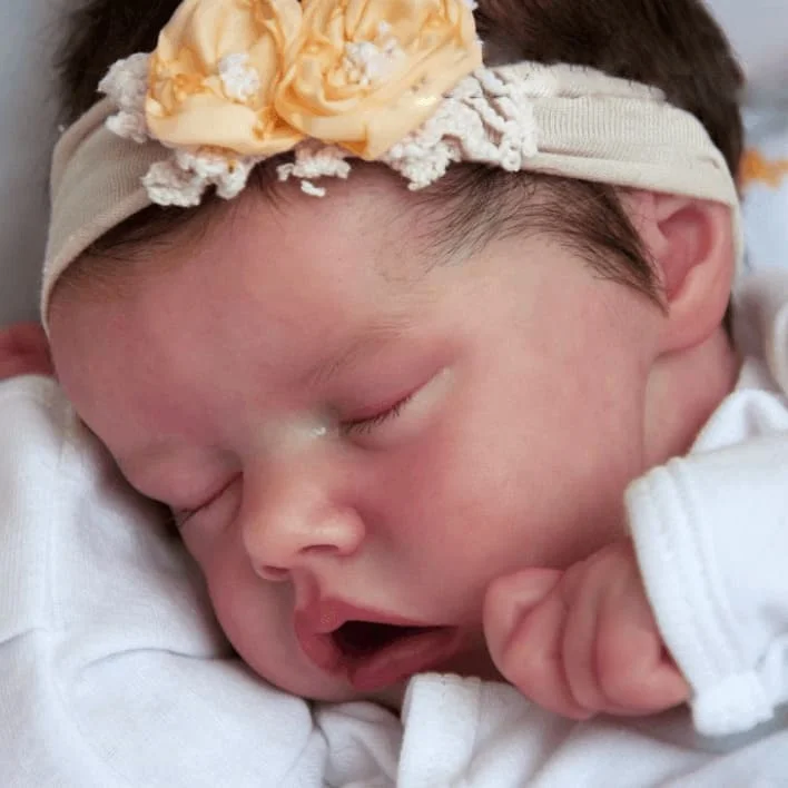 17" Lifelike Realistic Sleeping Silicone Reborn Newborn Baby Doll Girl Kara with "Heartbeat" and Coos Rebornartdoll® RSAW-Rebornartdoll®