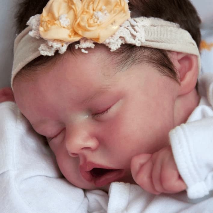 [Real Life Reborn Baby Dolls]17" Lifelike Realistic Sleeping Silicone Reborn Newborn Baby Doll Girl Kara with "Heartbeat" and Coos Rebornartdoll® Rebornartdoll®