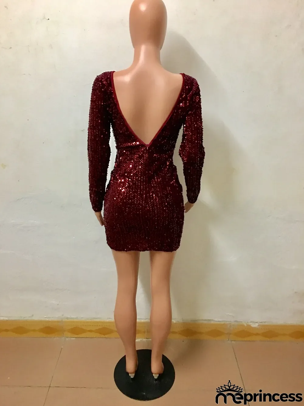 Sexy Bling Bling Long Sleeve Party Dress