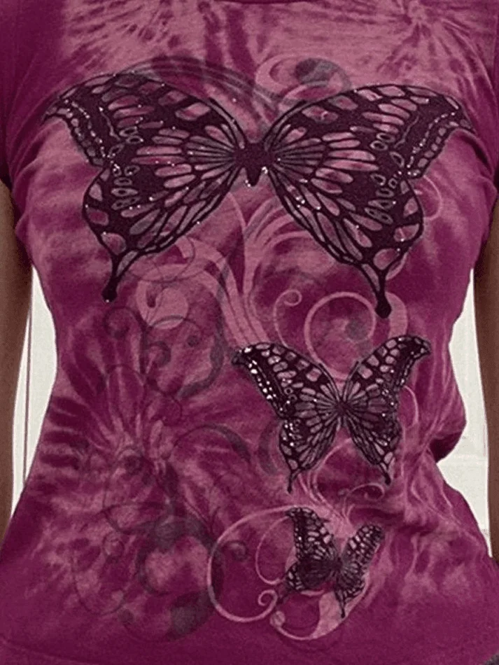 Brownm Vintage Butterfly Baby Tee