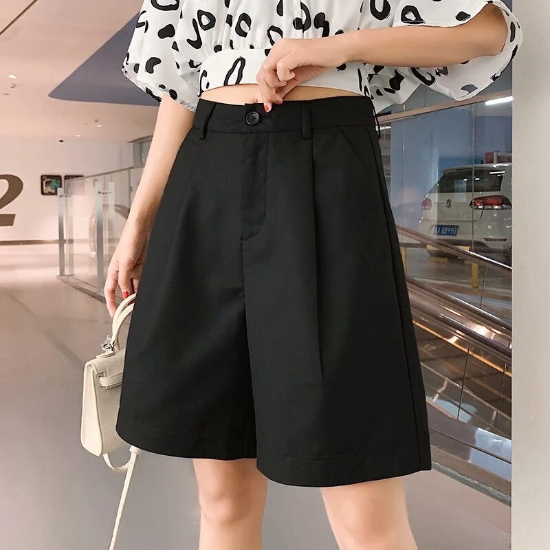 Uforever21 S-3XL Suits Shorts Female Harajuku High Waist Short Pants Straight Vintage Women Shorts 2022 Loose Casual Black Shorts Plus Size