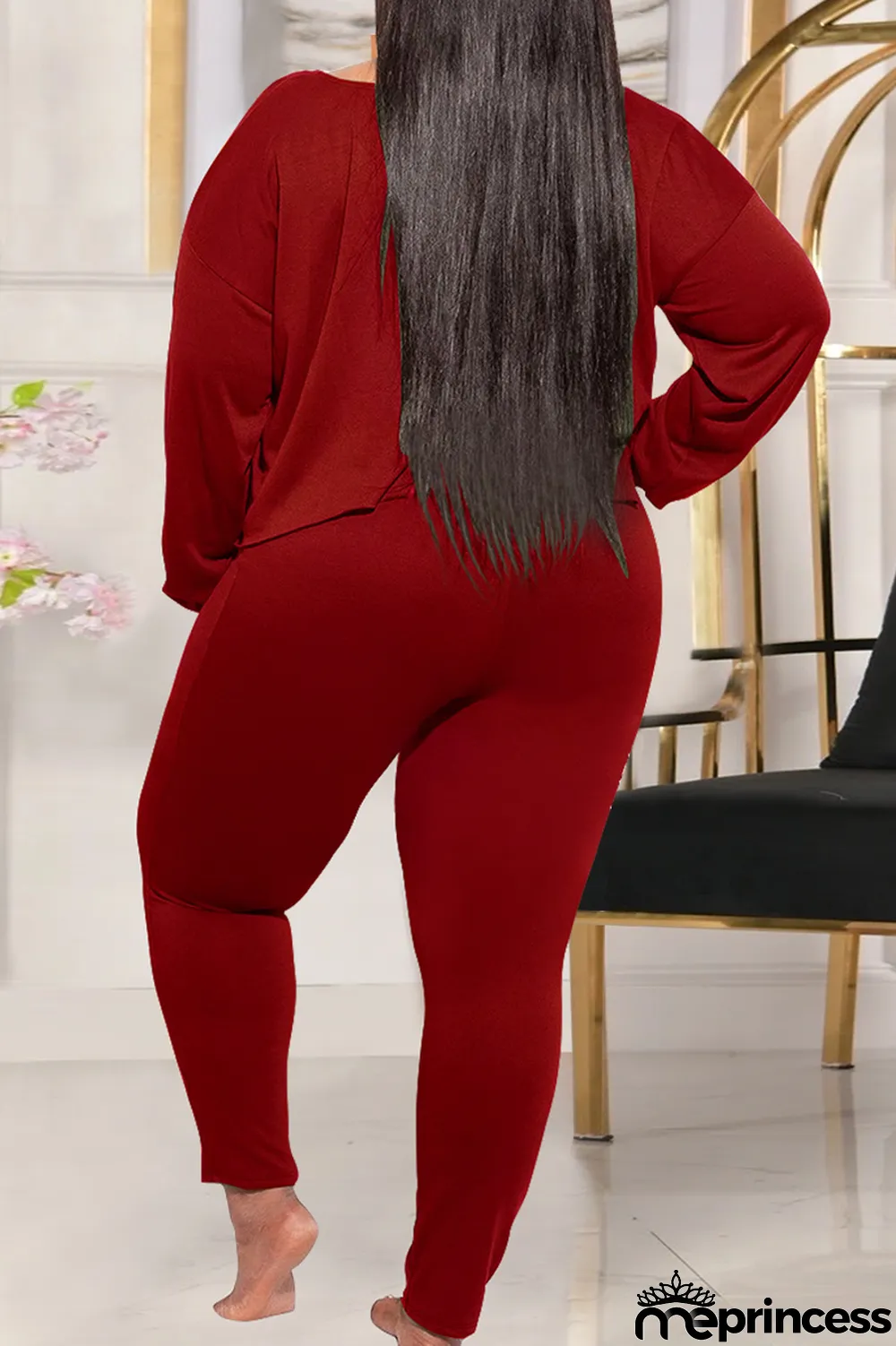 Grey Casual Solid Split Joint O Neck Plus Size Two Pieces