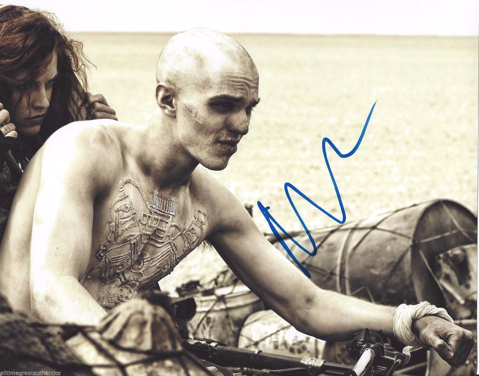 ACTOR NICHOLAS HOULT SIGNED MAD MAX FURY ROAD NUX 8X10 Photo Poster painting C W/COA X-MEN