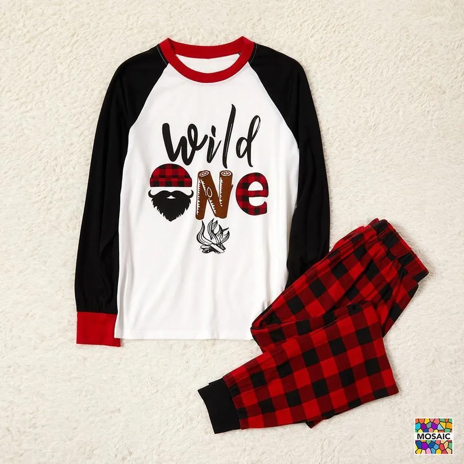 Family Matching Wild One Beard Plaid Pajamas Set