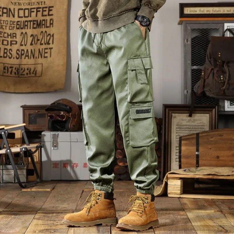 Gamintor Funky hip-hop broad-leg overalls function casual pants funky casual pants with baggy pockets with pants