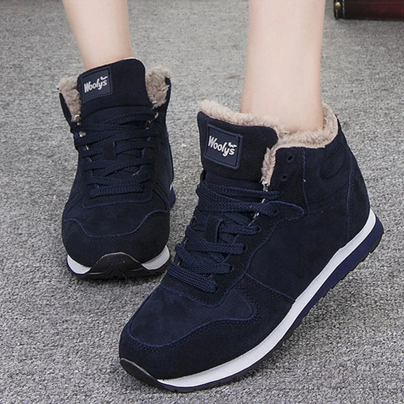 Women Boots Casual Winter Shoes Women Plus Size Couple Winter Boots Female Women Shoes Warm Fur Snow Ankle Botas De Mujer Black