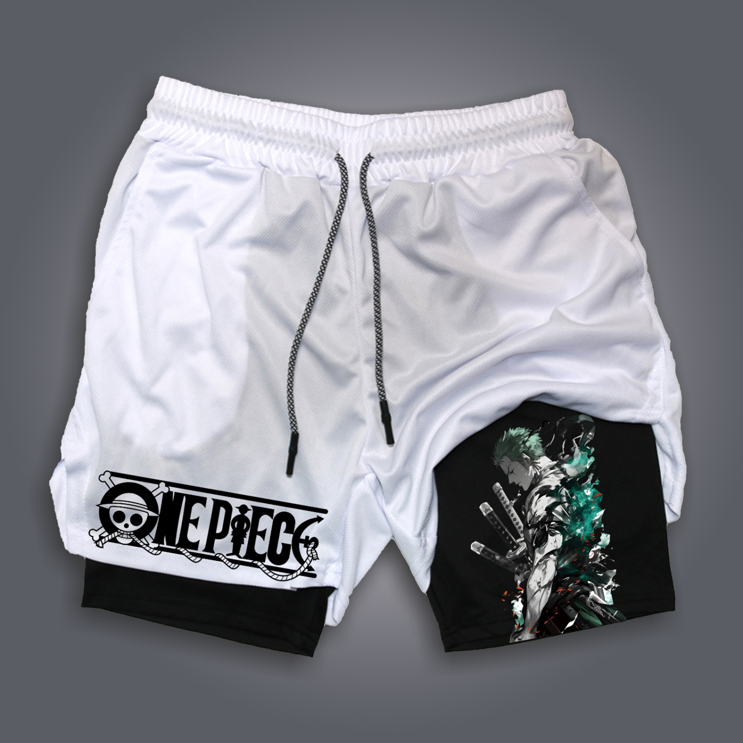 Anime Printed Double Layered Gym Shorts / TECHWEAR CLUB / Techwear