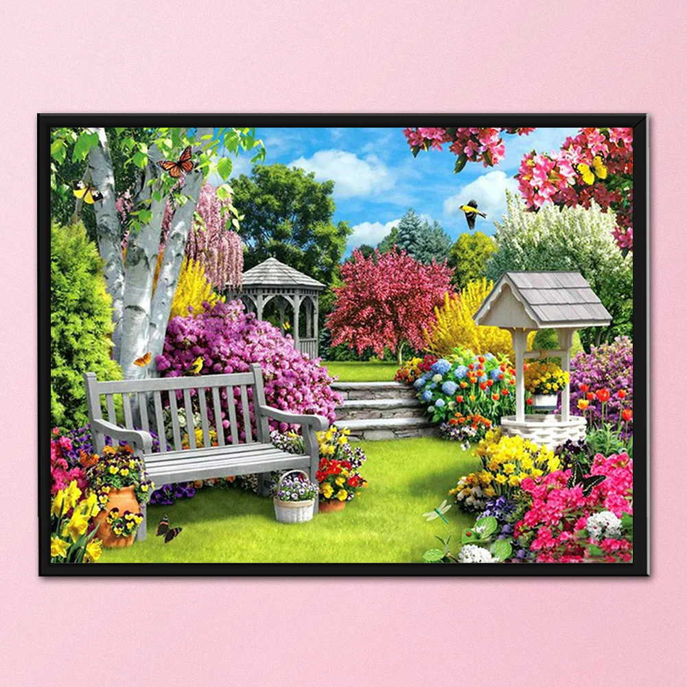 14CT Full Stamped Cross Stitch - Garden View(Canvas|40*50CM)