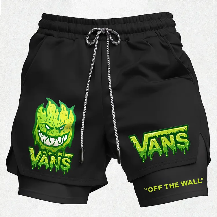 Vas X Spitfire Green Slime Flame Graphic Shorts