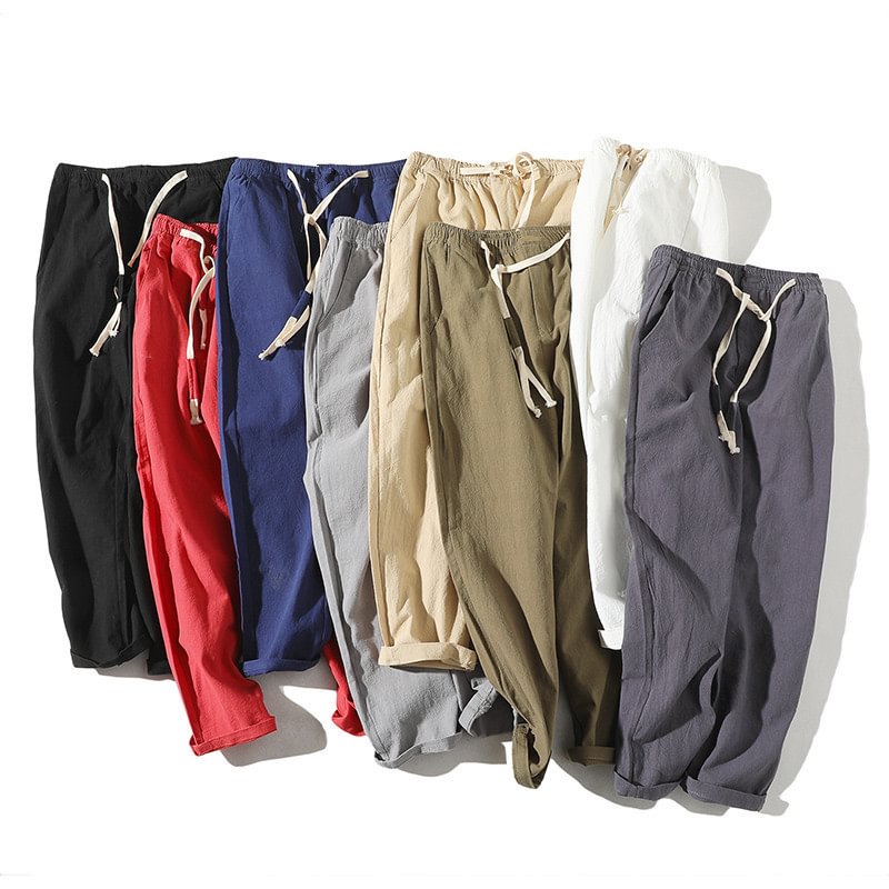 Men's cotton and linen plus size casual pants