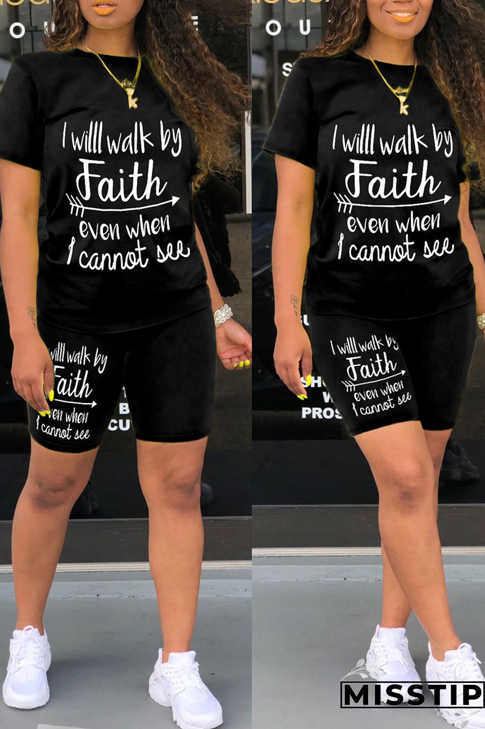 Ink Green Casual Print Patchwork O Neck Short Sleeve Two Pieces