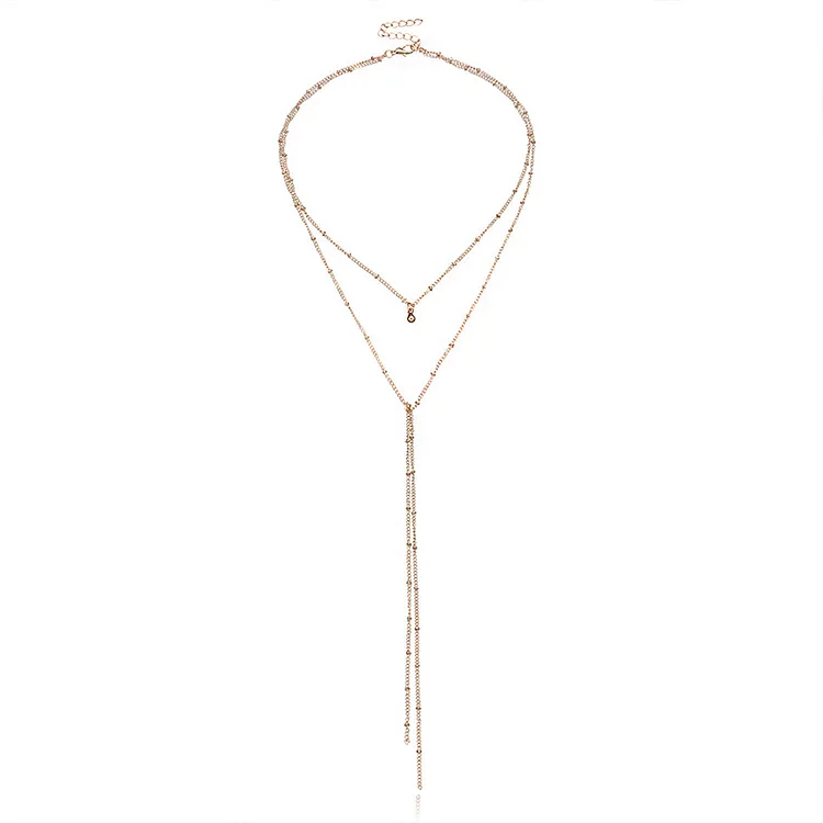 Golden fine bead necklace