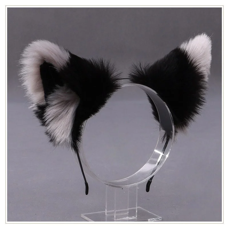 Billionm OJBK Fox Ear Headband Anime Cosplay Beast Ear Wolf Ears Girls Kawaii Handmade Plush Animals Hair Hoop Cute Cat Hair Accessories