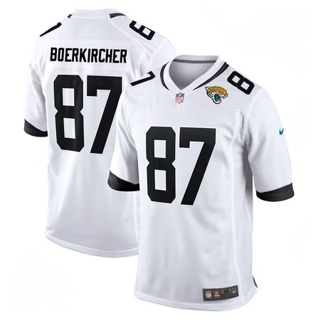 Men's Jacksonville Jaguars #87 Nate Boerkircher White 2026 NFL Draft Game Jersey