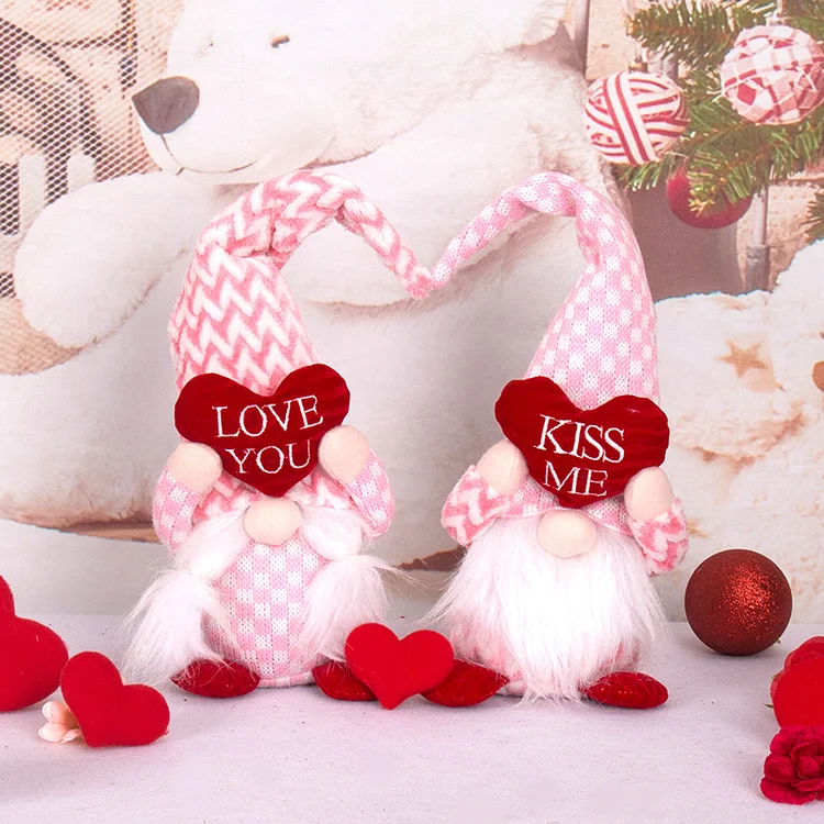 Cute Pink Love Faceless Gnomes Valentine's Day Decorations