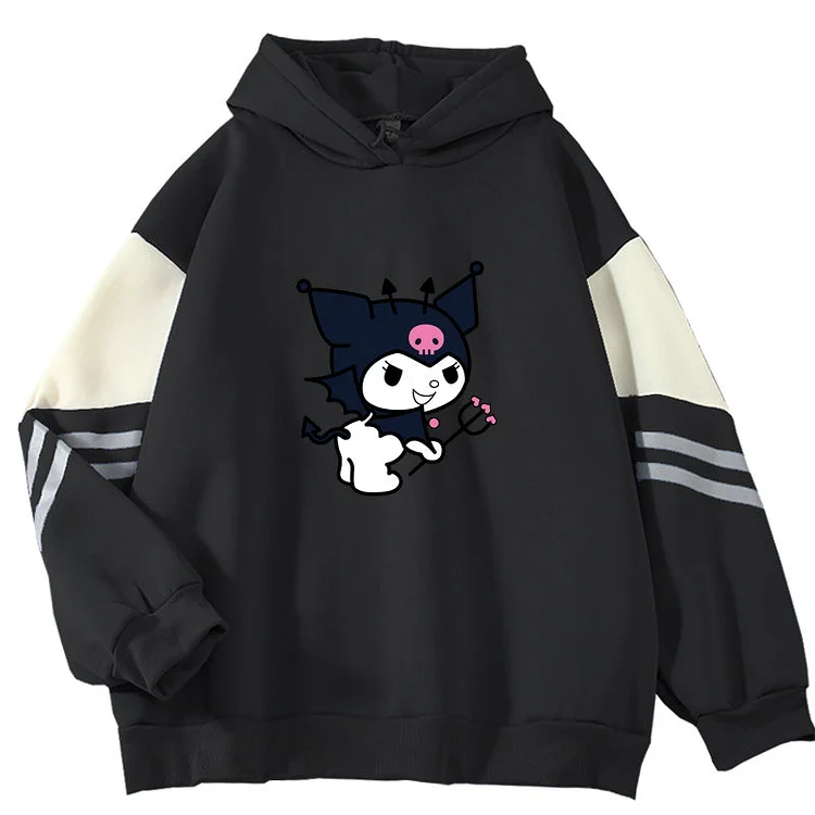 Kuromi Hoodie Winter Anime Series Print Long Sleeve Color Matching Casual Student Top Female