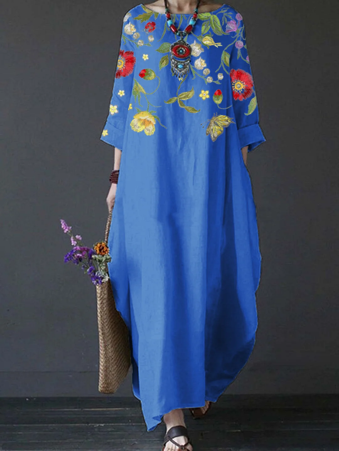 UR Women's Floral Print Loose Plus Size Dress