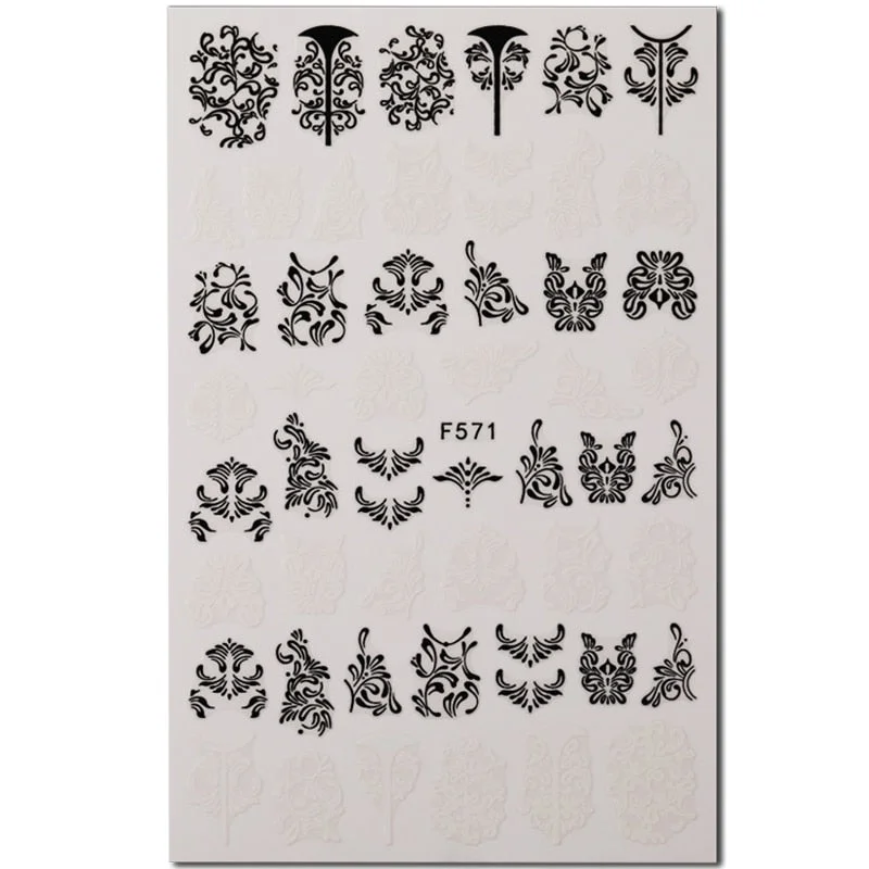 1PC Abstract Face 3D Nail Stickers Geometry Lines Love Letter Slider For Nails Gel Polish Decals For Manicures Decoration-Nail Inspo